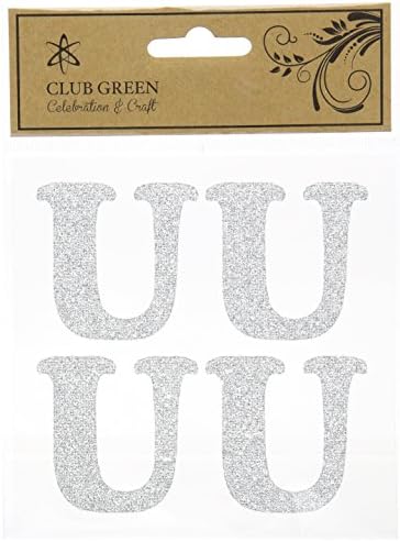 Kulüp Yeşil KENDİNDEN Yapışkanlı 2 Glitter Mektup Gümüş U (4 adet), 17.5 x 14.000000000000002 x 0.3 cm