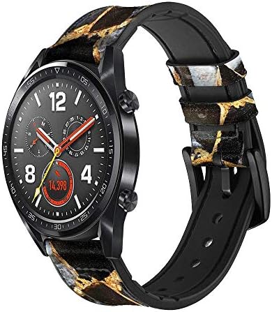 CA0720 Altın Mermer Grafik Baskı Deri ve Silikon akıllı saat Band Kayışı Kol Saati Smartwatch akıllı saat Boyutu (20mm)