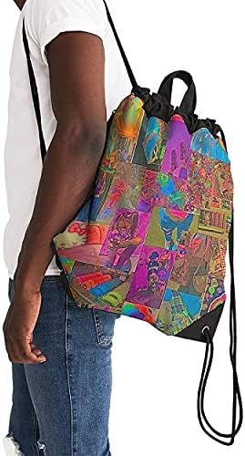 İpli çanta okul moda sırt çantası sokak yaratıcı illüstrasyon atletik tuval çanta-10