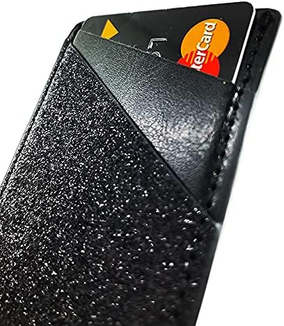 uCOLOR Iki Paket Telefon Kartı Tutucu PU Deri Siyah Altın Cüzdan Cep Kredi Kartı KIMLIK Vaka Kılıfı 3 M Yapıştırıcı Sticker Telefon