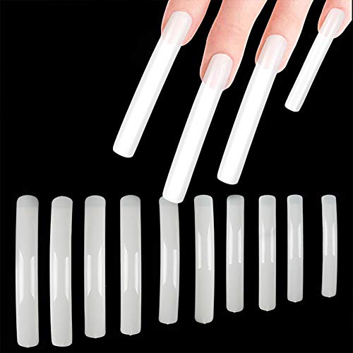 Yımart 100 pcs Beyaz / Temizle / Doğal Ekstra Uzun Eğrisi Tırnak Ucu UV Jel Fransız Akrilik Yanlış Nail Art Salon uzun İpuçları