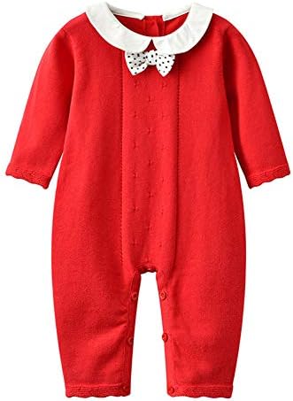 Yenidoğan Bebek Kış Örgü Kazak Tulum Giyim Tulumlar Noel Kıyafetler Kırmızı