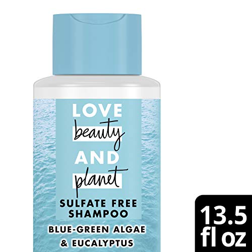 Aşk Güzellik Ve Gezegen Deniz Nem Temizleme Şampuanı Temiz Okyanuslar Baskı Mavi Yeşil Yosun ve Okaliptüs Sülfat Ücretsiz 13.5