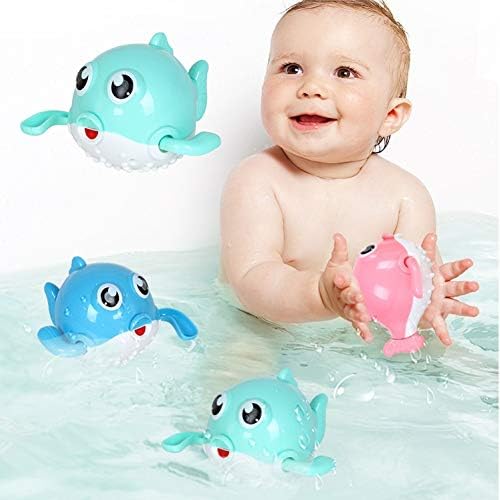 2Pcs çocuk Clockwork kirpi balığı banyo su oyun oyun bebek banyo oyuncak kadar rüzgar-Mavi