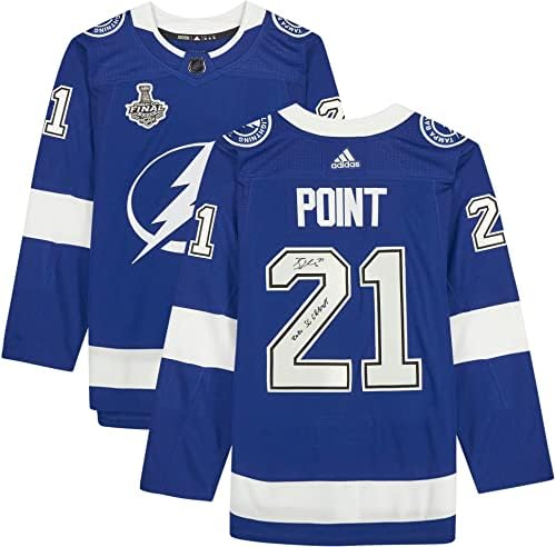 Brayden Point Tampa Bay Lightning İmzalı2020 SC Champs Yazılı Mavi Adidas Otantik Forma - İmzalı NHL Formaları
