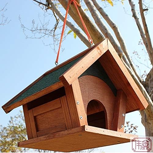 MİAOMSİ Kuş Besleyici Bahçe Açık Veranda Balkon Kuş Besleyici Kuş Mini Asılı Kuş Masa Katı Ahşap Yağmur Geçirmez Açık Kuş yiyecek