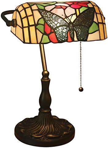 LOVAPO Tiffany Tarzı Bankacı Masa Lambası Eski Vitray Gölge masa lambası Reçine Taban Geleneksel El Yapımı Fikstür Aydınlatma