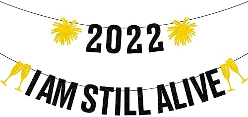 Glitter 2022 Ben Hala Hayatta Parti Afiş Mutlu Yeni Yıl Partisi Afiş için 2022 Yeni Yıl Arifesinde Parti Malzemeleri
