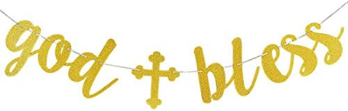 Morndew Glitter Altın Tanrı Korusun Banner Hıristiyan Vaftiz Parti Doğum Günü Partisi Bebek Duş Düğün Parti kiraz Kuşu Dekorasyon