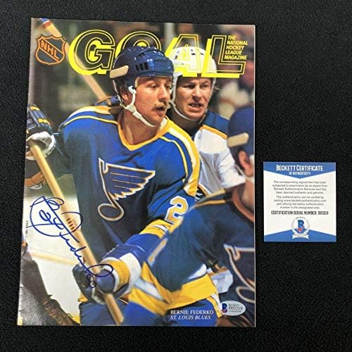 Bernie Federko, St Louis Blues GOAL Dergisi Beckett Coa'yı İmzaladı-İmzalı NHL Dergileri