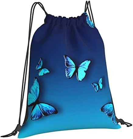 İpli Çanta Güzel Mavi Kelebek Spor İpli Sırt Çantaları, Hafif Paketlenebilir Kuru Çanta