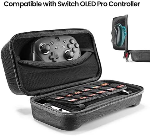 Nintendo Switch/OLED Modeli için tomtoc Taşıma Çantası, Switch Konsolu ve Pro Controller ile Uyumlu 24 Oyun Kartuşlu Büyük Seyahat