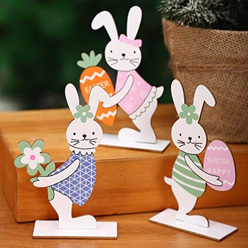 Paskalya ahşap masa Süslemeleri sevimli Tavşan yumurta ahşap Süsler Masa Centerpieces Ev Paskalya Partisi için