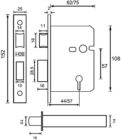 ı-CE Kilitleme Sistemleri 0 Yangın Saten Nikel Sashlock 75 mm CE Anma 5 Kol