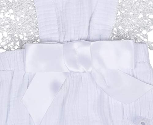 AmzBarley Bebek Kız Romper Prenses Dantel Fırfır Bodysuit Yaz Kıyafetler Pamuk Keten Ilmek Tulum Sunsuit