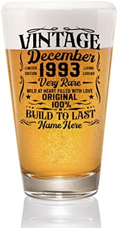 Prezzy Kişiselleştirilmiş Vintage Aralık 1993 Sınırlı Sayıda Bira Bardağı 29 Yaşında 29th Doğum Günü bira bardağı 16 oz