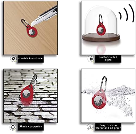 Silikon Kapak için Apple airtag Kılıf ile Karabina, AirTag Anahtar Bulucu Telefon Bulucu Taşıma Kapak Cilt(Şarap kırmızı, 1.5