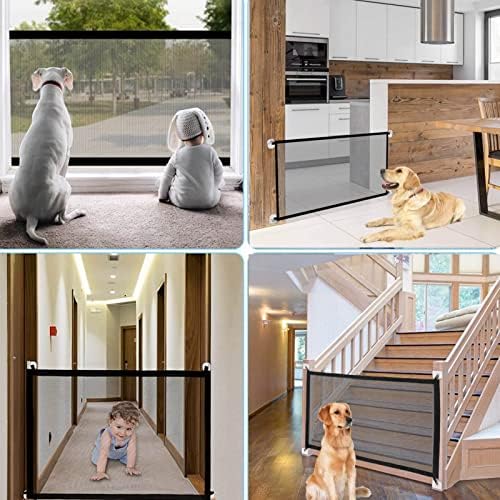 Bebek Kapıları için Merdiven Hiçbir Sondaj-43.3 W x 28.3 H Geri Çekilebilir Pet Kapısı Köpek Kapısı için Evi Katlanır Örgü Kapısı