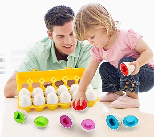 JoyGrow Paskalya Eşleştirme Yumurta Renk ve Şekil Tanıma Sıralayıcısı Bulmaca Becerileri Eğitici Oyuncaklar Çocuklar ve Yürümeye