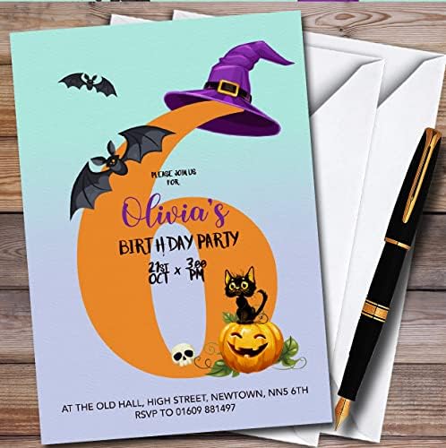 Ürkütücü Cadılar Bayramı 6 Ekim Kişiselleştirilmiş Çocuk Doğum Günü Partisi Davetiyeleri