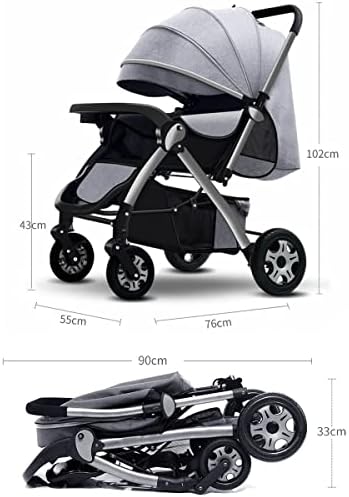 QYOURDA Bebek Arabası Uçak Taşınabilir Seyahat Pram Çocuk Puset Araba Arabası Katlanır Bebek Arabası Döner (360°) Ön Tekerlekler