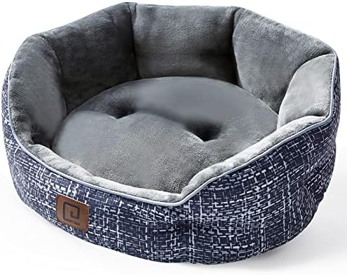 EHEYCIGA köpek yatakları Kapalı Küçük Köpekler veya Kediler için 20 İnç Yuvarlak Flanel Fbric Kaymaz Oxford Alt, makinede Yıkanabilir