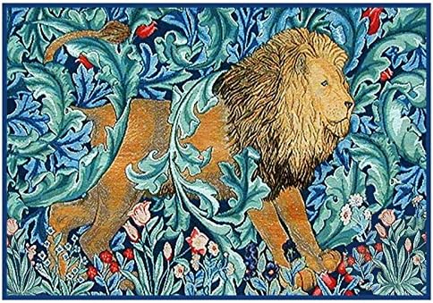 Orenco Originals Sanatlar El Sanatları Aslan Mavi Tonlar William Morris Tasarım Sayılan Çapraz Dikiş Desen