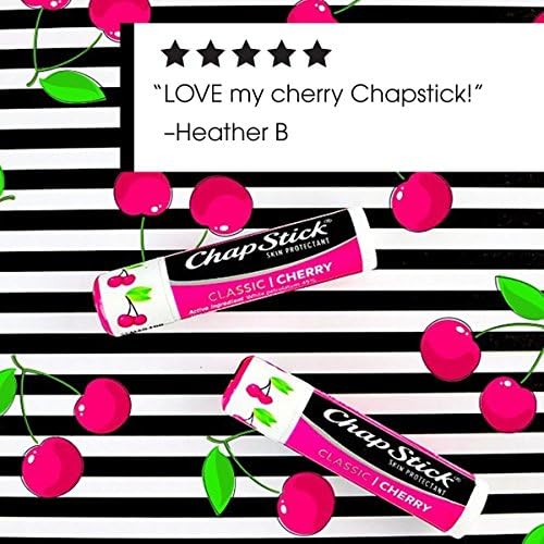 ChapStick Classic (3 Çubuklu 1 Blister Paket, Kiraz Aroması) Cilt Koruyucu Aromalı Dudak Balsamı Tüpü, Her Biri 0.15 Ons, 3 Sayım