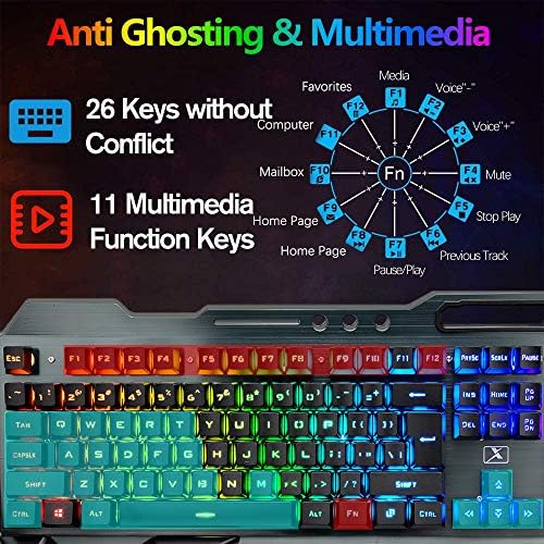 Kablosuz Oyun Klavyesi ve Faresi, 4800mAh Pil Metal Panelli RGB Arkadan Aydınlatmalı Şarj Edilebilir Klavye Faresi, Çıkarılabilir