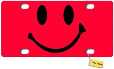 Plaka Kapak Kırmızı Gülümseme Yüz Baskılı Oto Kamyon Araba Ön Etiketi Kişiselleştirilmiş Metal plaka çerçevesi Kapak 6 x 12