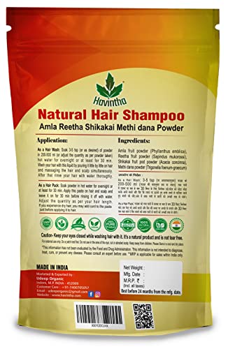 Amla, Reetha, Shikakai ve Methi dana Toz saç yıkamalı Doğal Saç Şampuanı-227 Gram (Kuru saçlar için gelişmiş şampuan)