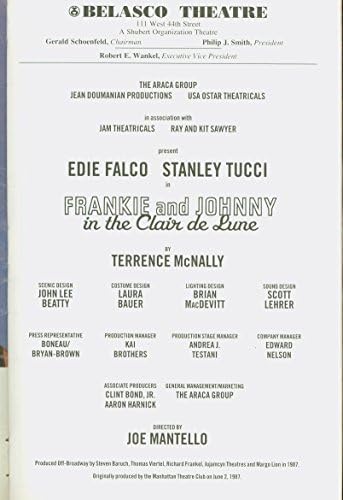 Clair de Lune'da Frankie ve Johnny, Broadway oyun faturası + Edie Falco, Stanley Tucci
