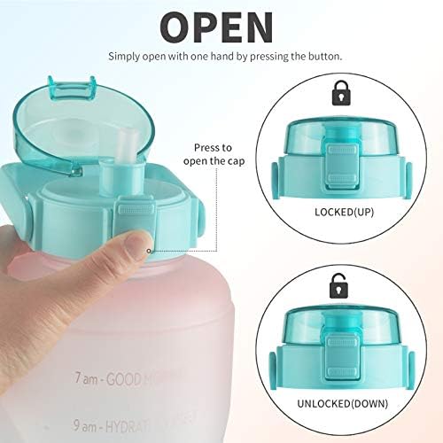 Justfwater 1 Galon/128 OZ Sızdırmaz BPA Ücretsiz Içme Suyu Şişesi ile Zaman Işaretleyici ve Saman, spor su sürahisi Kolu ile