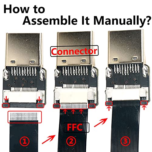 1 pcs için DJI HDMI Uyumlu Konnektör Esnek Kablo Mikro HDMI Mini HDMI / HDMI Kadın 90/270 Derece FFC 20pin Düz şerit Kablo, FFC-10cm
