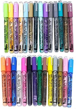 Newmind 28x Akrilik Boya Kalemleri 0.7 mm Taş Ahşap DIY İşaretleyiciler İşaretleyici Kalem Renkli Kalemler