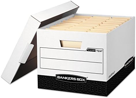 Bankers Box 00724 Depolama Dosyası, Mektup / Yasal, 12-İnç X15-İnç X10-İnç, 12 / Ct, Beyaz / Siyah