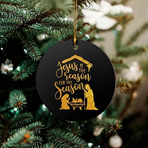 Doğuş Sahneleri Noel Süslemeleri Süsler Noel Ağacı Seramik Asılı Etiketi Dekor İsa Hıristiyan Dekorasyon ile Altın Halat Dini