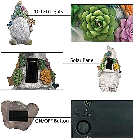 VanFty kelebek bahçe Gnomes heykelleri açık dekor-LED reçine Gnome heykelcik ile güneş ışıkları su geçirmez Dışında Yard süslemeleri