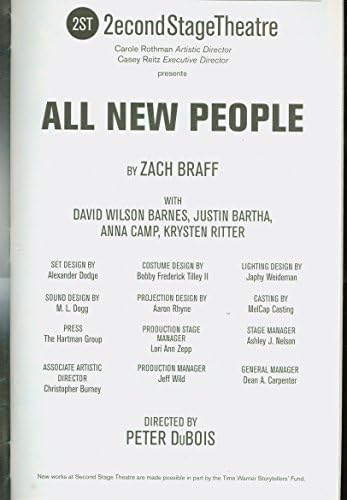 Tüm Yeni İnsanlar, İmzalı Broadway Dışı Playbill + Justin Bartha, Krysten Ritter, Anna Kampı, David Wilson Barnes