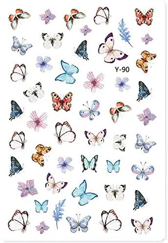 Kelebek Nail Art Sticker Renkli Kelebek Tırnak Sticker Karışık Tasarım Su Transferi Sonbahar Kelebek Tırnak Çıkartmalar için