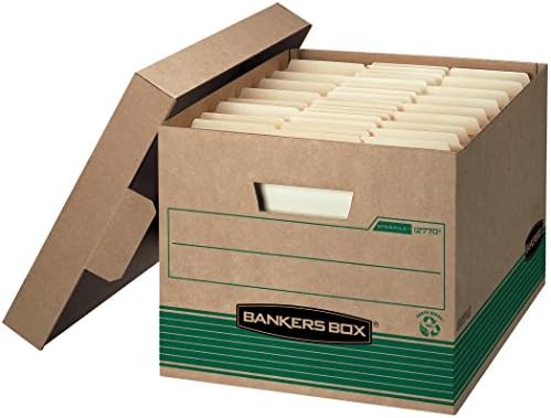 Bankers Box STOR / File Orta Hizmet Tipi Saklama Kutuları, Hızlı Katlanır, Açılır Kapak, %100 Geri Dönüşümlü, Mektup/Yasal, 20
