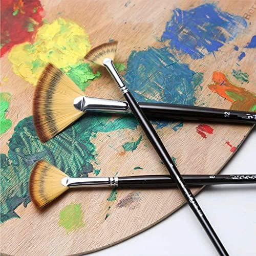 Boya fırçası Set sanatçı Fan boyama fırçalar ahşap uzun eller için yağ akrilik Suluboya 3 adet