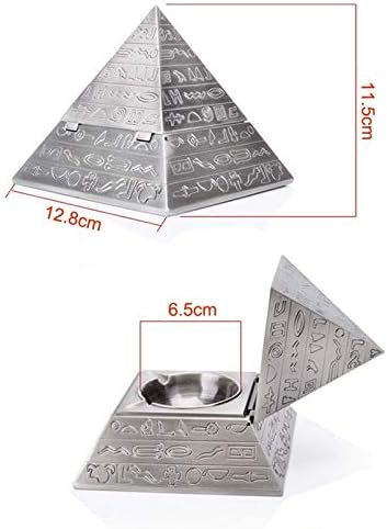llıang Küllük Gümüş Yaratıcı Moda Dekorasyon Klasik Vintage Mısır Metal Oyma Piramit kapaklı Küllük Ev Dekorasyon Hediye