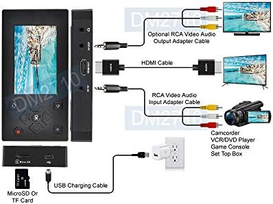 AllAboutAdapters Taşınabilir Dijital Video Ses Kaydedici Oynatıcı ile Mikro SD Girişi + RCA A / V Döngü-Thru + HDMI Çıkışı DM2710
