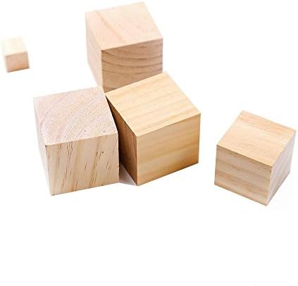 Fuhaıeec 300 Pcs 3/4 İnç Ahşap Kare Bloklar Bulmaca Yapımı için Boş Ahşap Küpleri Ahşap Bloklar için DIY El Sanatları Oyma Sanat