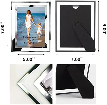 Hoıkwo 6 Paket 5x7 Gümüş Cam Resim Çerçeveleri, Şeffaf Ayna Fotoğraf Çerçeveleri, Sadece Masa Üstü Ekran için, Dikey veya Yatay