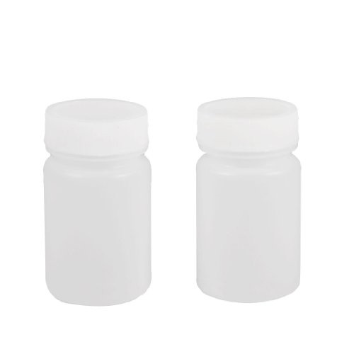 uxcell 50ml Beyaz Plastik Silindir Şekilli Kimyasal Reaktif Şişeleri 2 Adet