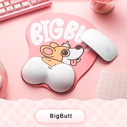 Tidoopu Anime Mouse Pad Bilek Desteği ile Ergonomik Jel 3D Mouse Pad Sevimli Corgi Köpek Popo Fare Mat için Kız Hediye (Pembe)