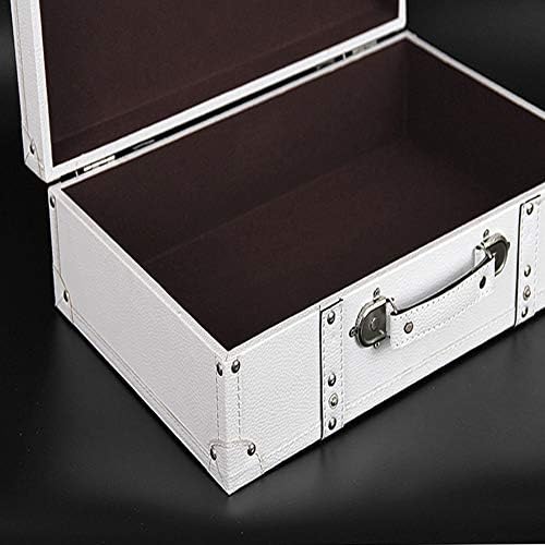 GYMEIJYG Vintage Bavul, Ahşap Hazine Sandığı, saklama kutusu için Kilit ile Giyim Mağazası Ekran Sahne, 2 Boyutları(Renk: Beyaz-B)