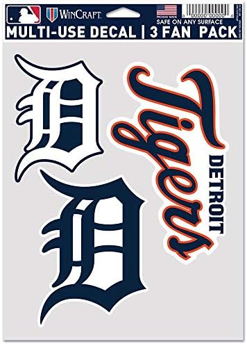 WinCraft MLB Detroit Tigers Çıkartması Çoklu Kullanım Fan 3 Paket, Takım Renkleri, Bir Boyut